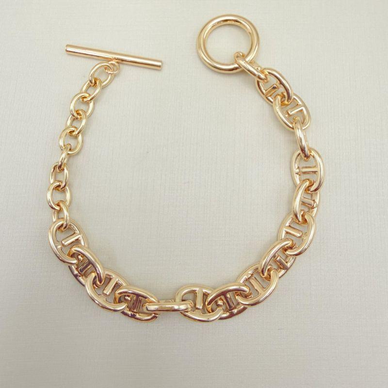 12.2278.0.O - Pulseira de elos marine grandes lisos com fecho T passado