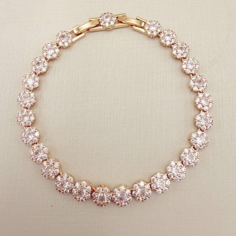 12.2281.1.O - Pulseira de riviera mini flores com fecho relógio