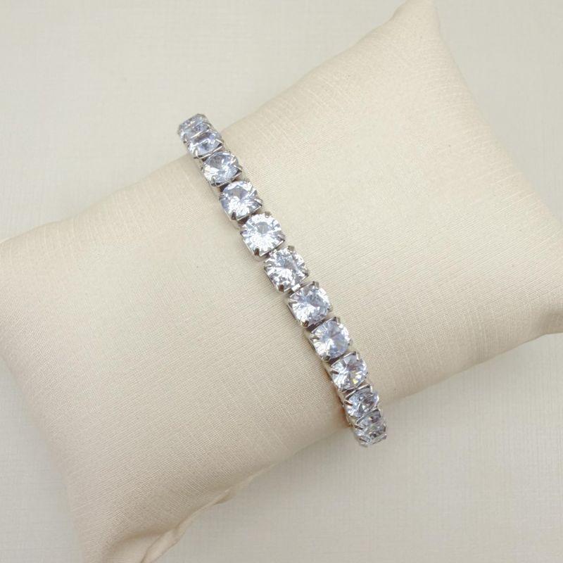 12.2284.1.B - Pulseira riviera de pedra grande em galeria com fecho relógio