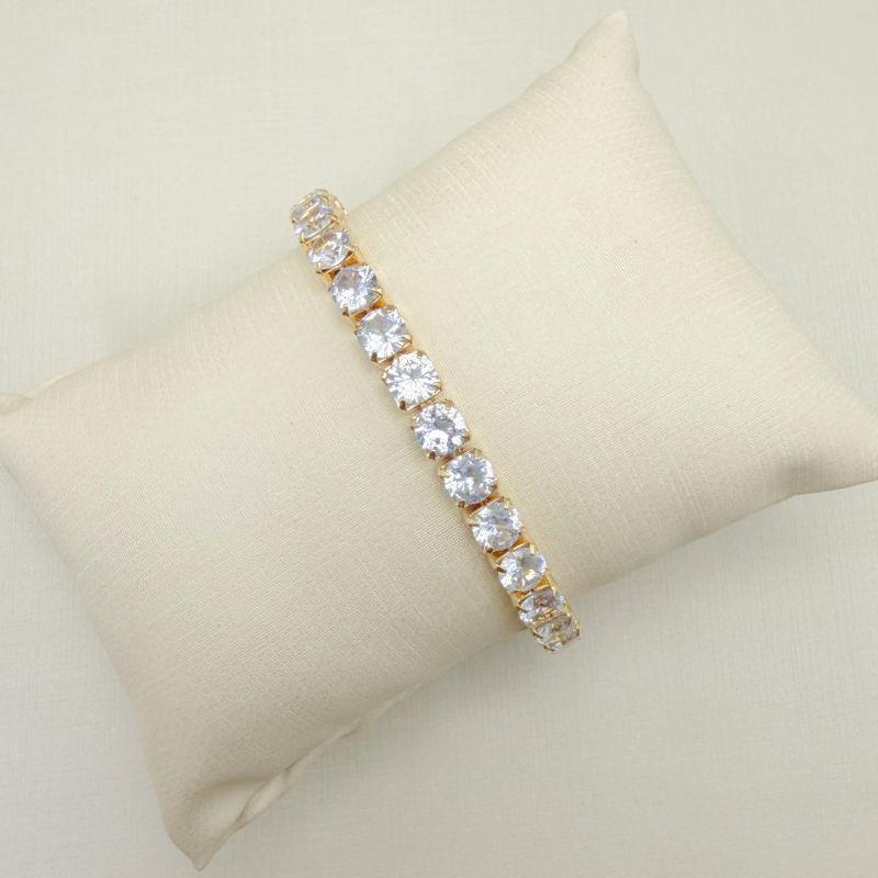 12.2284.1.O - Pulseira riviera de pedra grande em galeria com fecho relógio