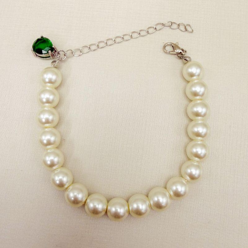 12.2288.15.B - Pulseira de pérolas grandes com pingente de gota