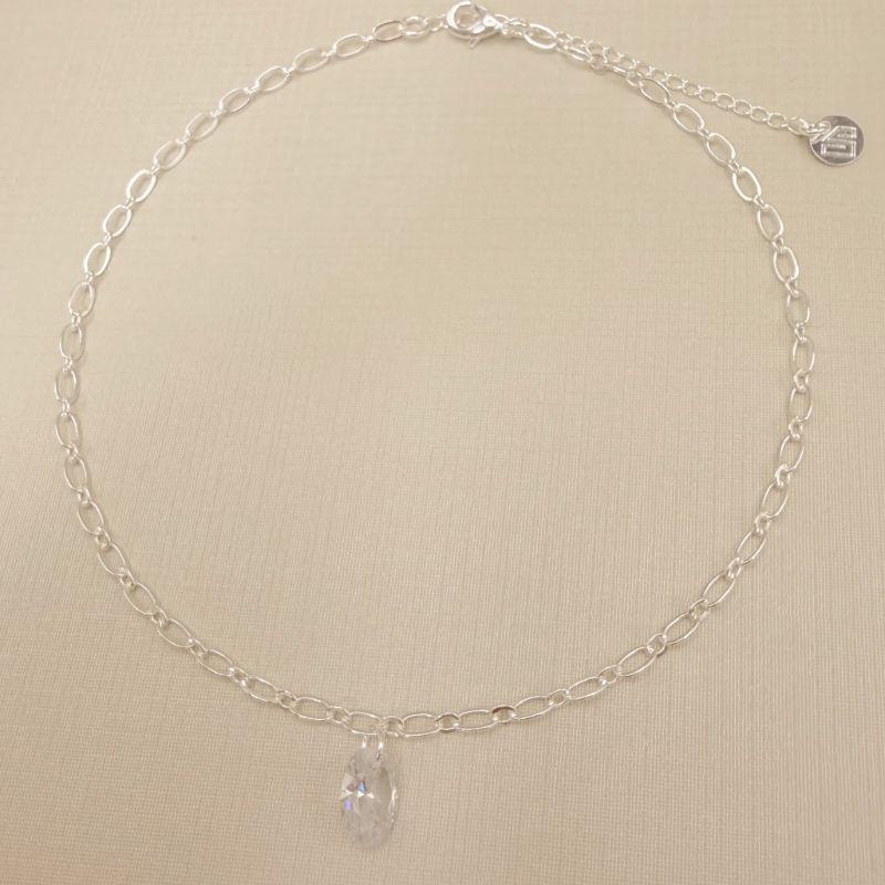 14.0311.1.S -Tornozeleira de elos ovais longos com pingente de ponto de luz oval