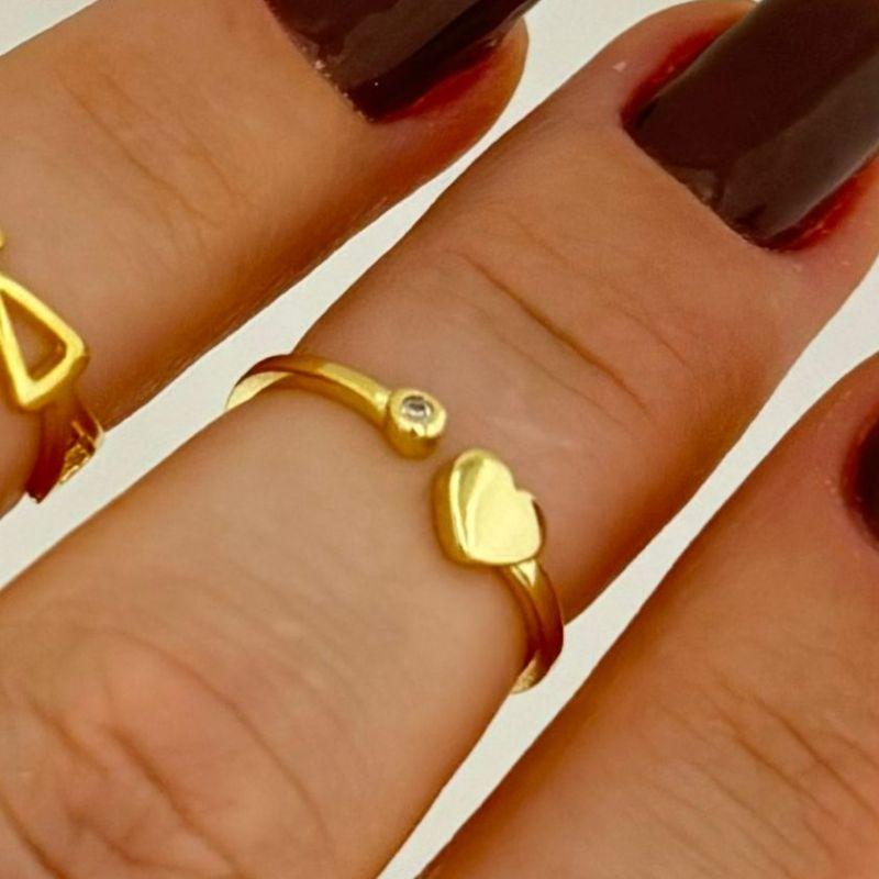 01.0200.1.O - (R) Falange pontas abertas com coração liso e pedra em ingles