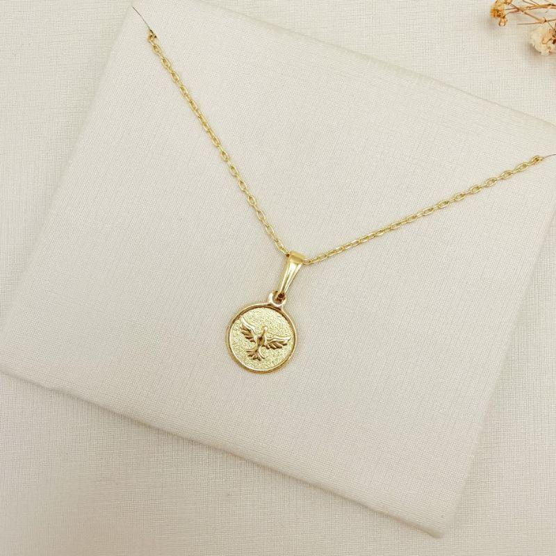 09.2459.0.O - (45) Colar em americana com pingente moeda espirito santo liso