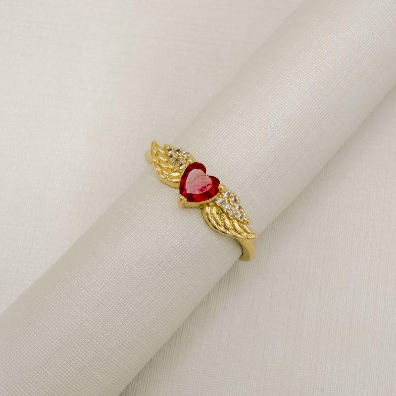 03.2579.6.O - (20) Anel solitario de coração com asas em aro liso