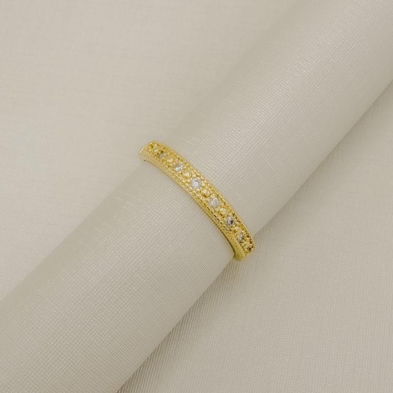 03.2583.1.O - (14) Anel estilo aparador zircônia e bolinha lisa intercaladas com borda larga em spike