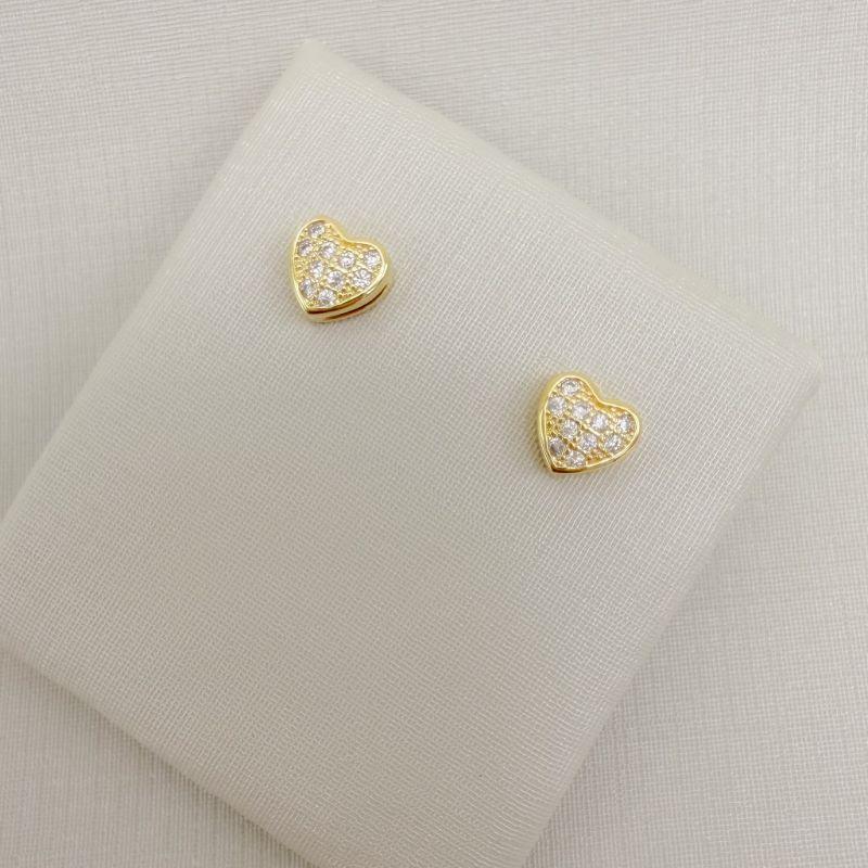 07.2777.1.O - Brinco coração cravejado com galeria 6,3x6,6mm