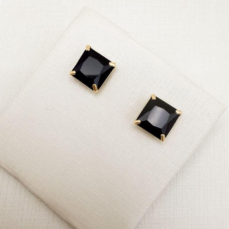 07.2876.2.S - (Tam.G) Brinco ponto de luz em pedra carrê de 8mm