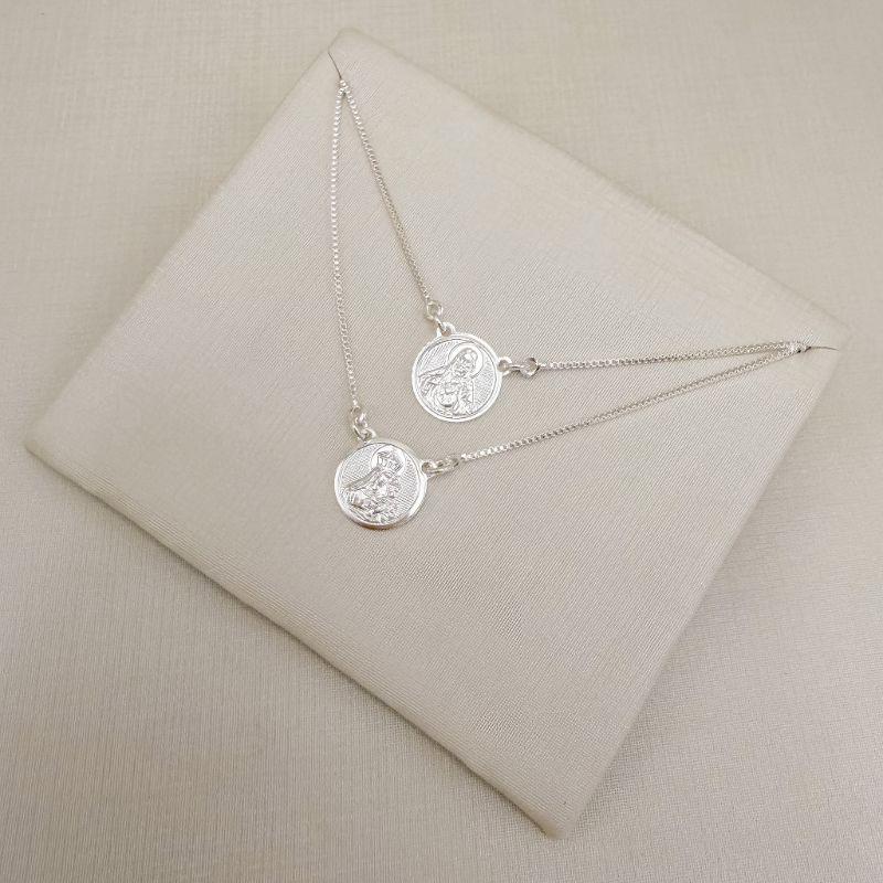 09.1993.0.S - Escapulario moeda Sagrado coração de Jesus e Nossa Senhora do Carmo