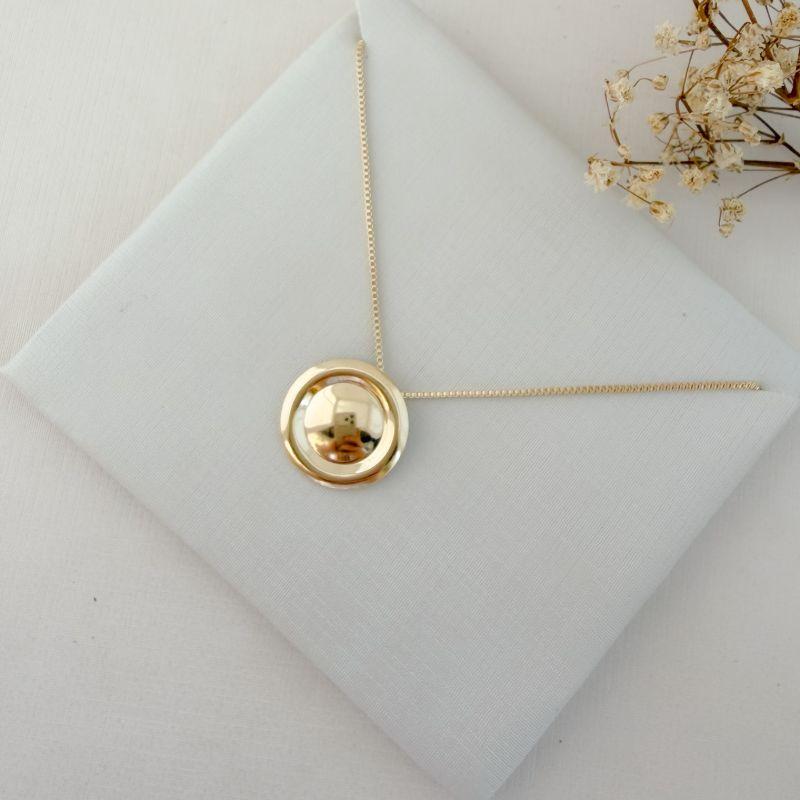 09.2407.0.O - (45) Colar de pingente em moeda de efeito botão em chapa lisa