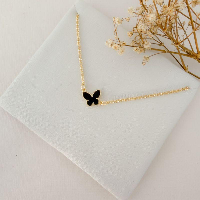 09.2412.2.O - (33) Choker de elos portugueses com central de borboleta em resina com borda lisa