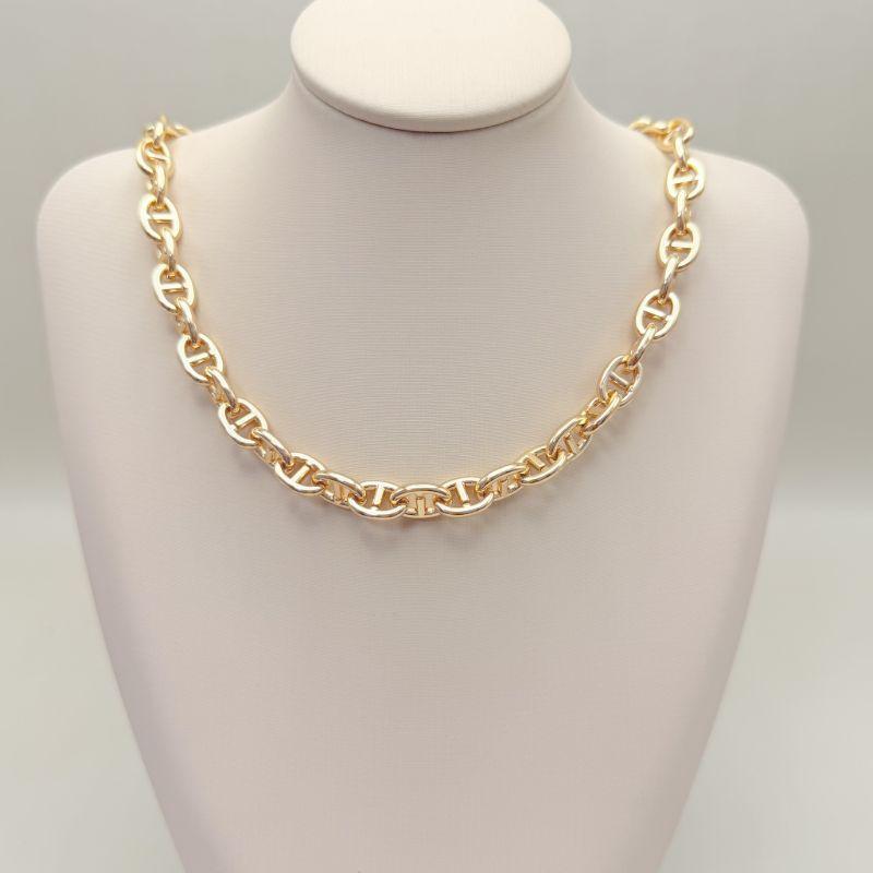 09.2445.0.O - (46) Colar em corrente de elos marine grandes lisos com fecho T passado