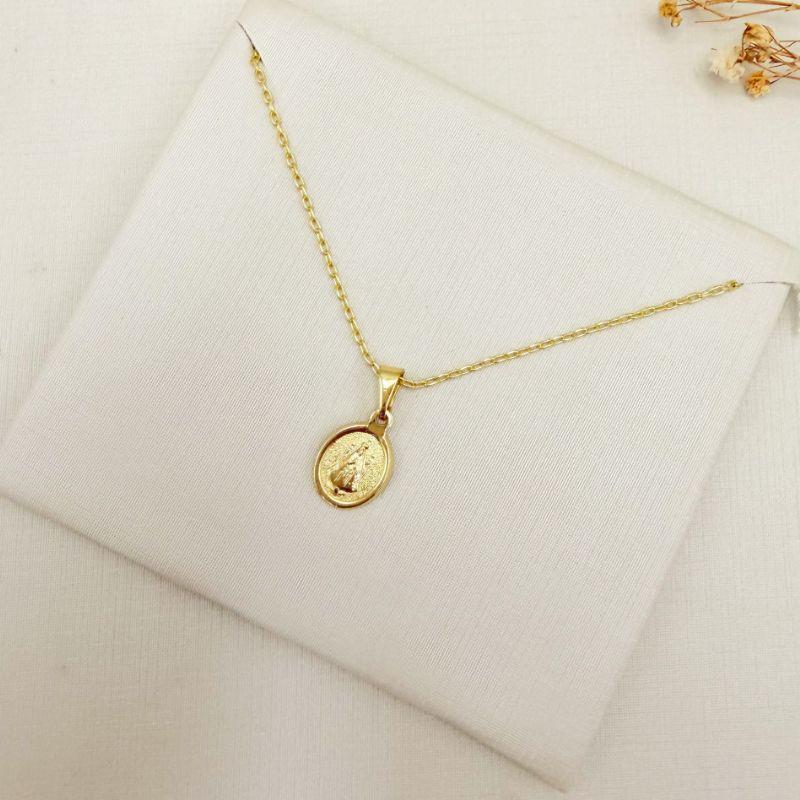 09.2462.0.O - (45) Cola rde cartier com pingente oval de Nossa Senhora liso