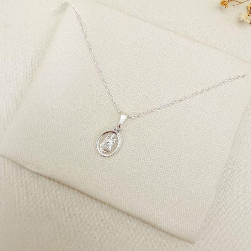 09.2462.0.S - (45) Cola rde cartier com pingente oval de Nossa Senhora liso