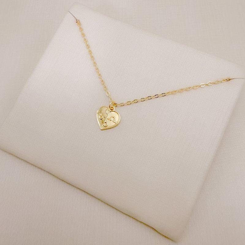 09.2495.0.O - (45) COlar de elos americano com pingente de coração Autismo liso