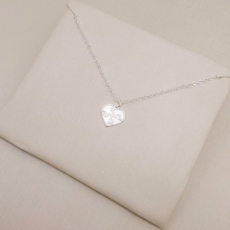 09.2495.0.S - (45) COlar de elos americano com pingente de coração Autismo liso