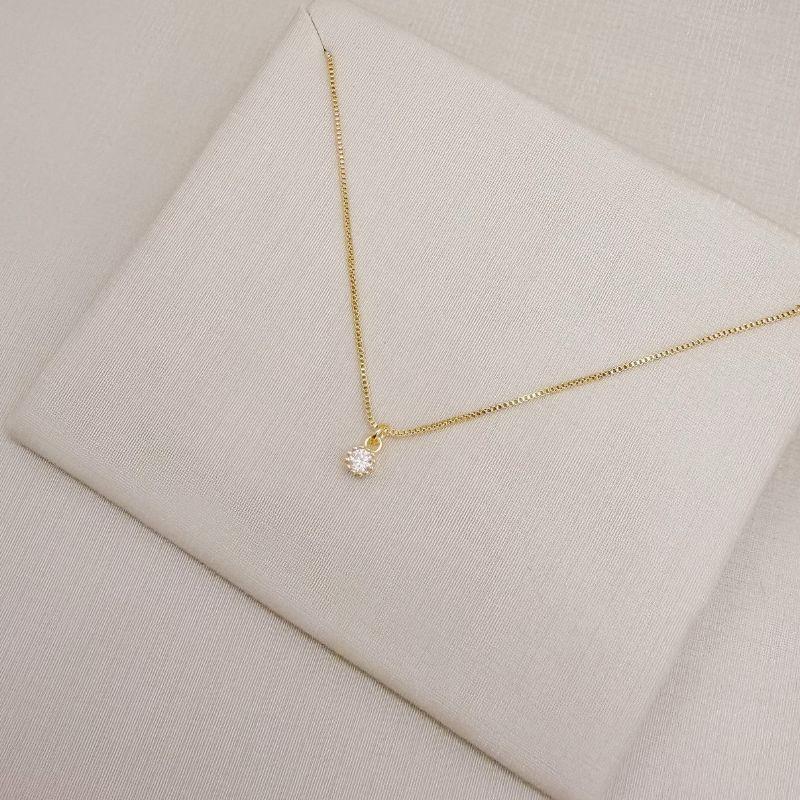 09.2498.1.O - (45) Colar veneziana com pingente ponto de luz em borda spikes