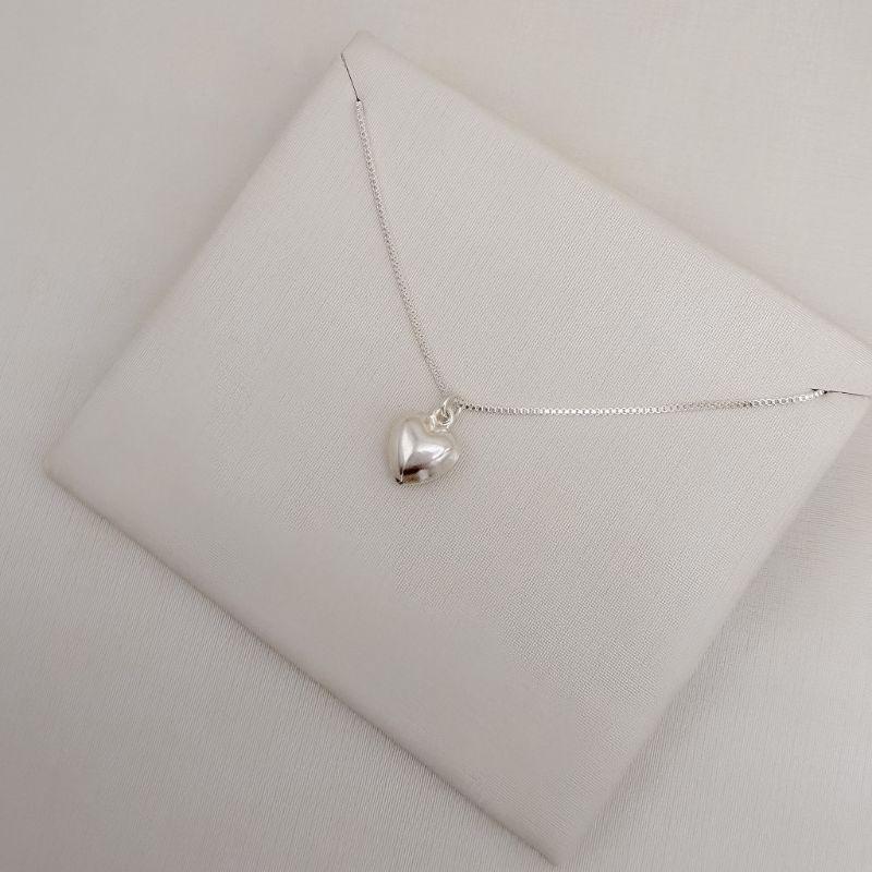 09.2505.0.S - (45) Colar de veneziana com pingente de coração abaloado liso