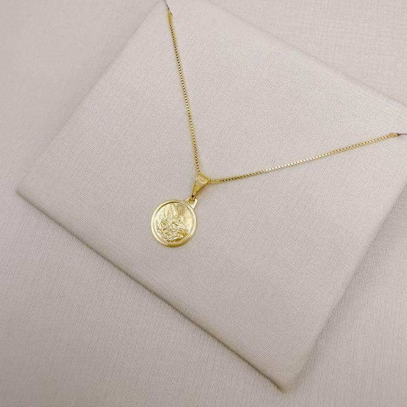 09.2512.0.O - (45) Colar de pingente moeda de São Miguel Arcanjo liso