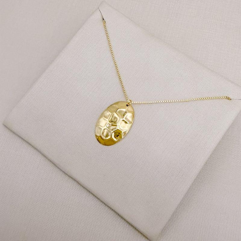 09.2514.0.O - (45) Colar de veneziana com pingente oval grande em efeito orgânico