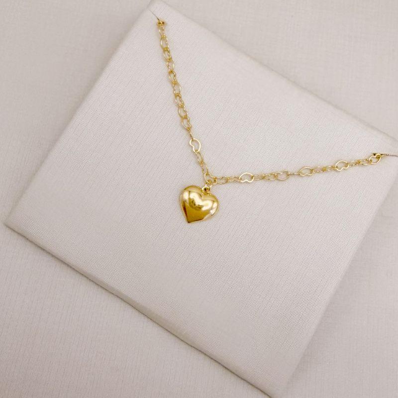 09.2523.0.O - (45) Colar de elos de corações com pingente de coração liso