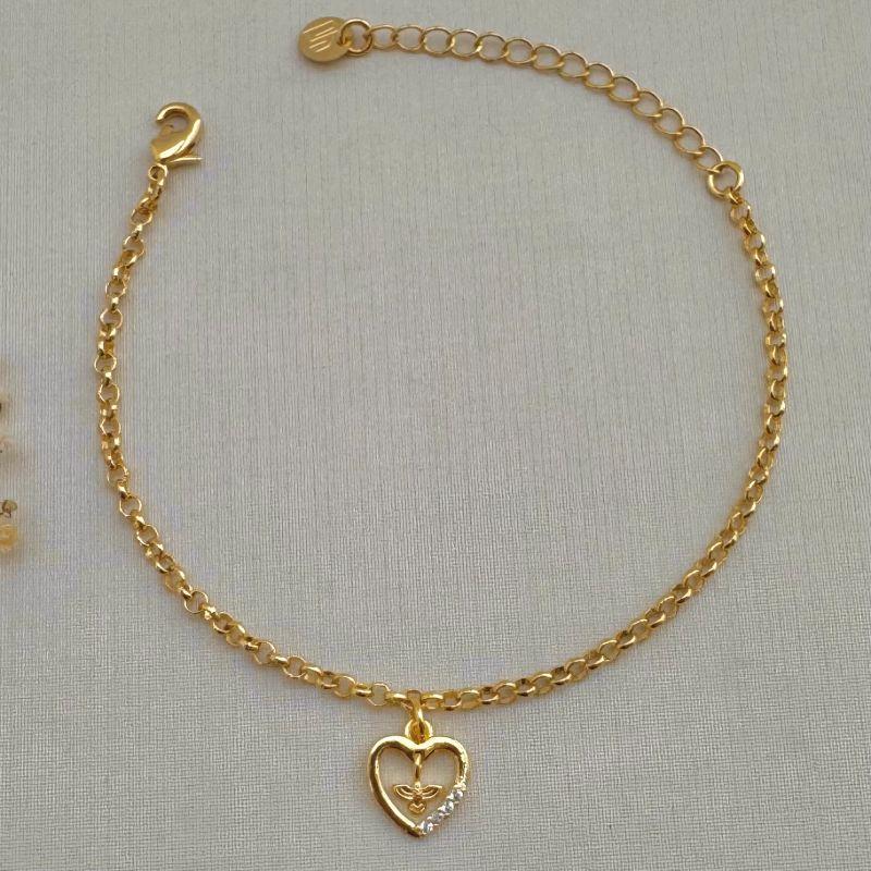 12.1965.1.O - Pulseira de elos português com pingente de coração com espirito santo