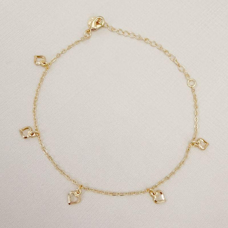 12.2279.0.O - Pulseira de elos americanos com cinco pingente de silhueta de corações