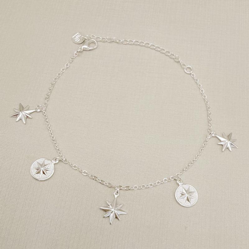 12.2289.0.S - Pulseira de elos cartier com cinco pingentes de rosas dos ventos