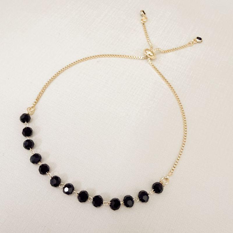 12.2291.2.O - Pulseira de pedras facetas em corrente veneziana com fecho gravata