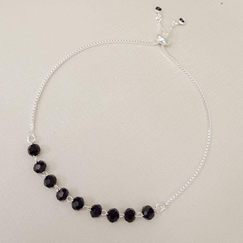 12.2291.2.S - Pulseira de pedras facetas em corrente veneziana com fecho gravata