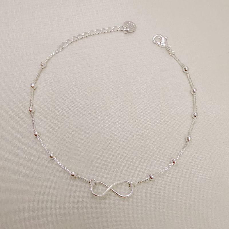 12.2307.0.S - Pulseira de veneziana com bolinhas espaçadas e infinito central liso