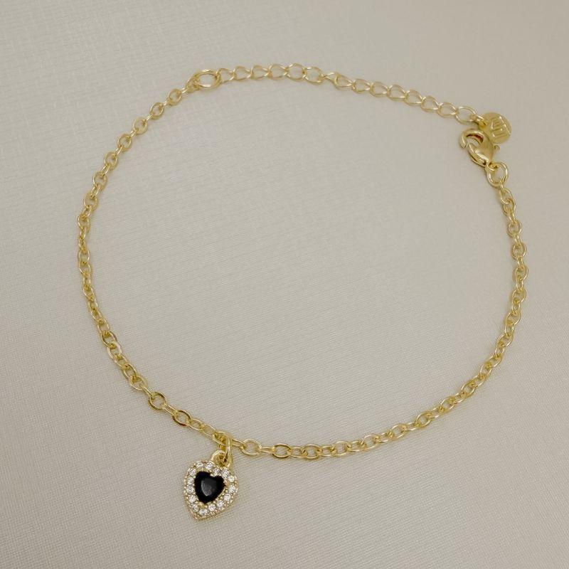 12.2314.2.O - Pulseira de elos americanos com pingente de coração com uma linha de aura