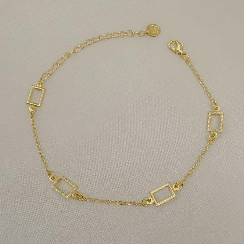 12.2328.0.O - Pulseira de elos americanos com silhuetas retangulares lisos espaçados