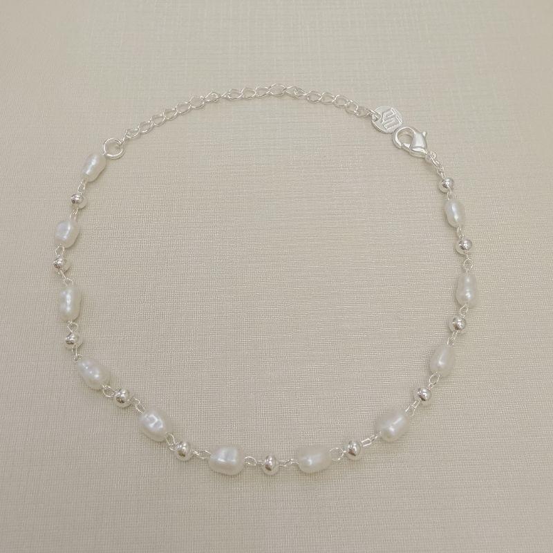 12.2331.15.S - Pulseira de bolinhas e pérolas arroz revezadas