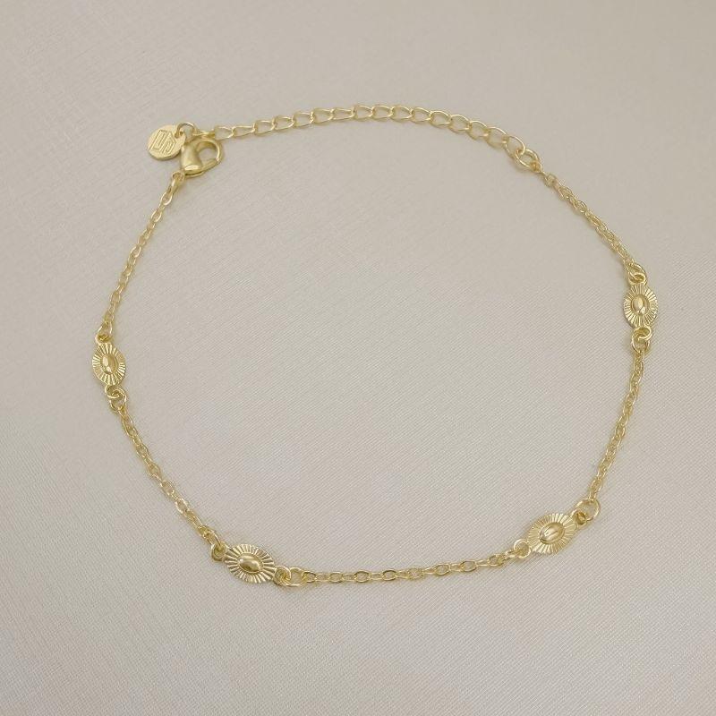 12.2335.0.O - Pulseira de placas ovais em efeito raios em elos americanos