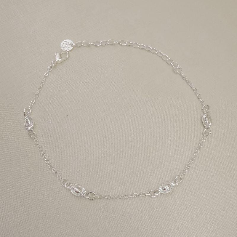 12.2335.0.S - Pulseira de placas ovais em efeito raios em elos americanos