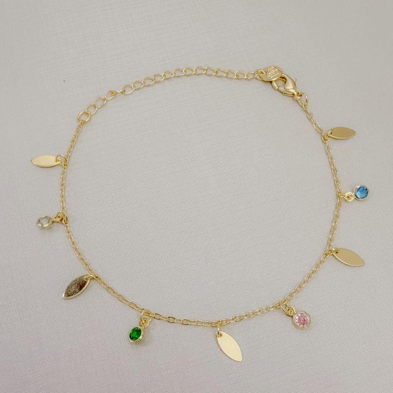 12.2336.C.O - Pulseira de elos americanos com pingentes múltiplos e diferentes