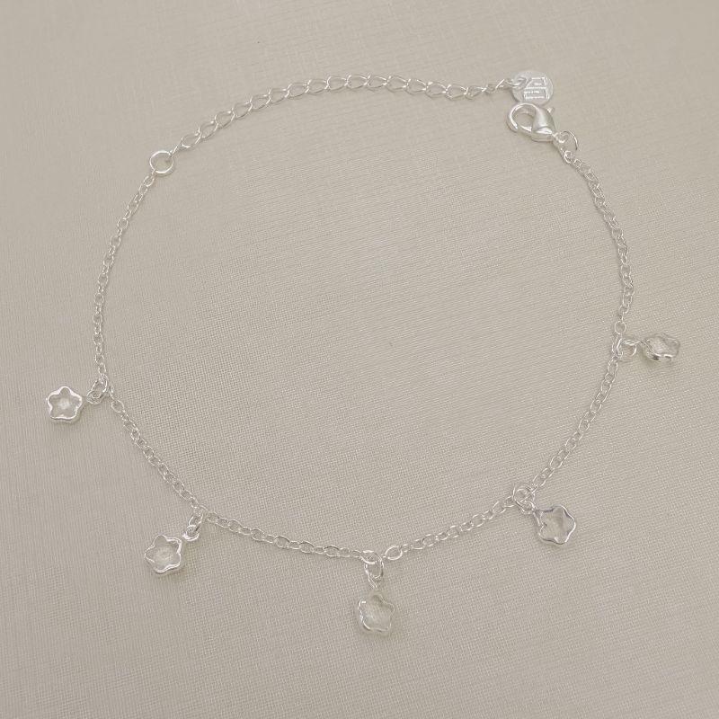 12.2337.1.S - Pulseira de elos americanos com cinco pingentes de pontos de luz em flor