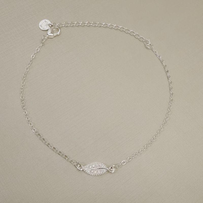 12.2341.1.S - Pulseira de elos americanos com central de folha cravejada