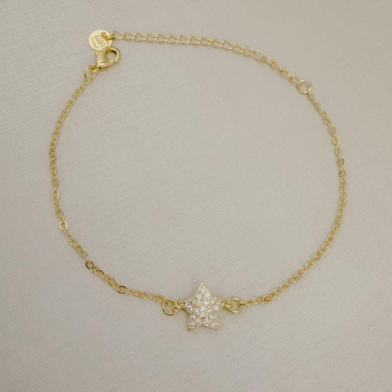 12.2342.1.O - Pulseira de elos americanos com central de estrela cravejada